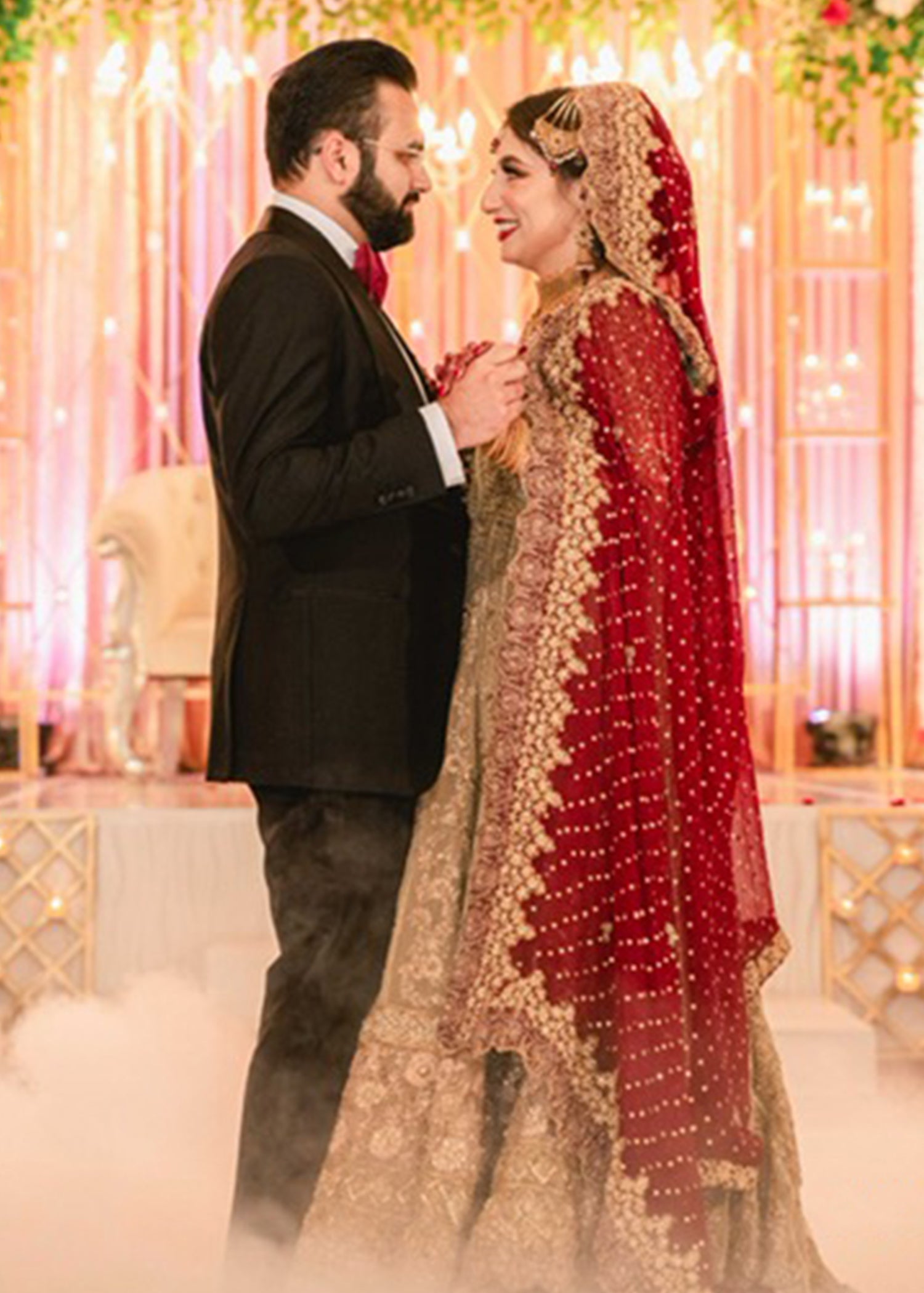 Antique Gold Embellished Tissue Silk Bridal Lehenga (3-Piece) - Image 5