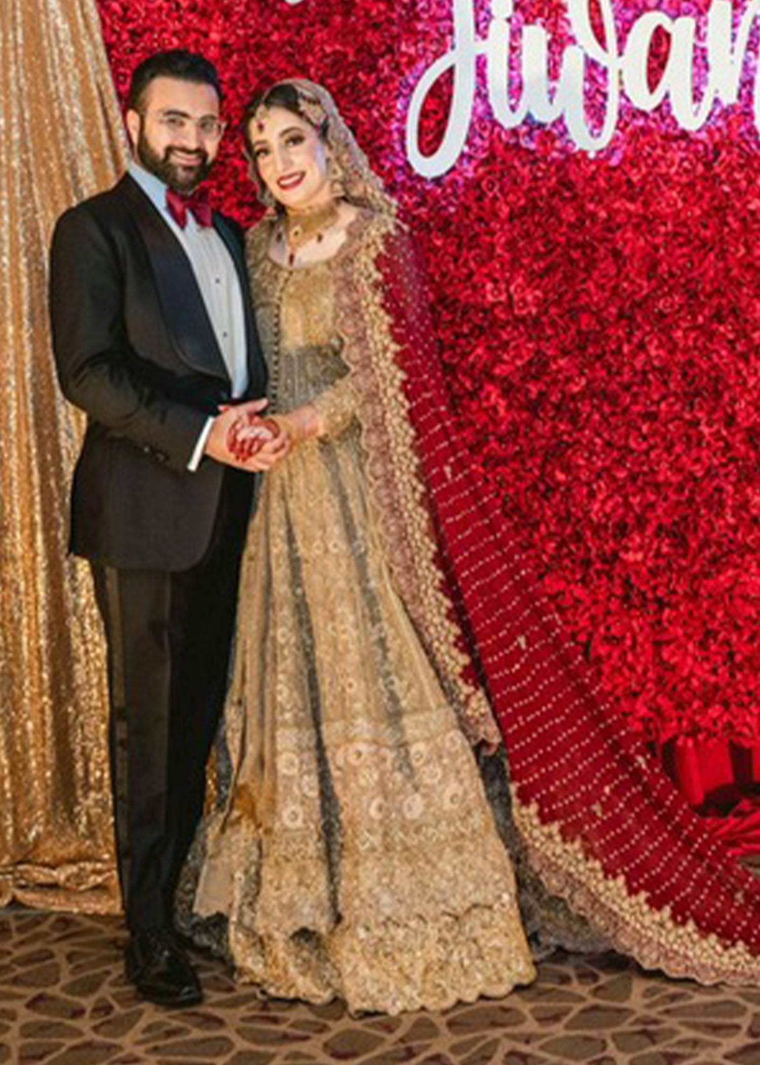 Antique Gold Embellished Tissue Silk Bridal Lehenga (3-Piece) - Image 8