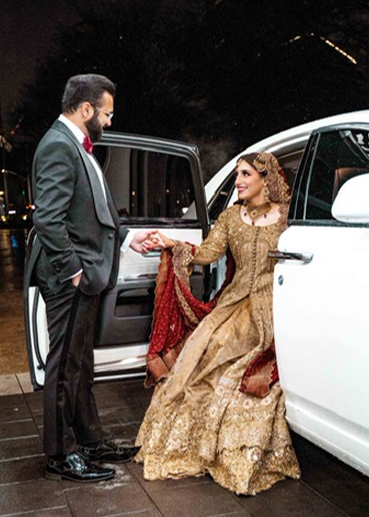 Antique Gold Embellished Tissue Silk Bridal Lehenga (3-Piece) - Image 9