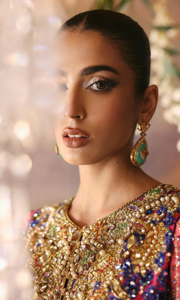 Multicolour Mirror Work Silk Lehenga with Long Jacket (2-Piece) - Image 9