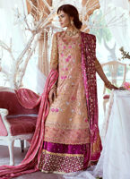 Rose Gold Embroidered Silk Lehenga Set (3-Piece) - Image 3