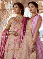 Rose Gold Embroidered Silk Lehenga Set (3-Piece) - Image 5