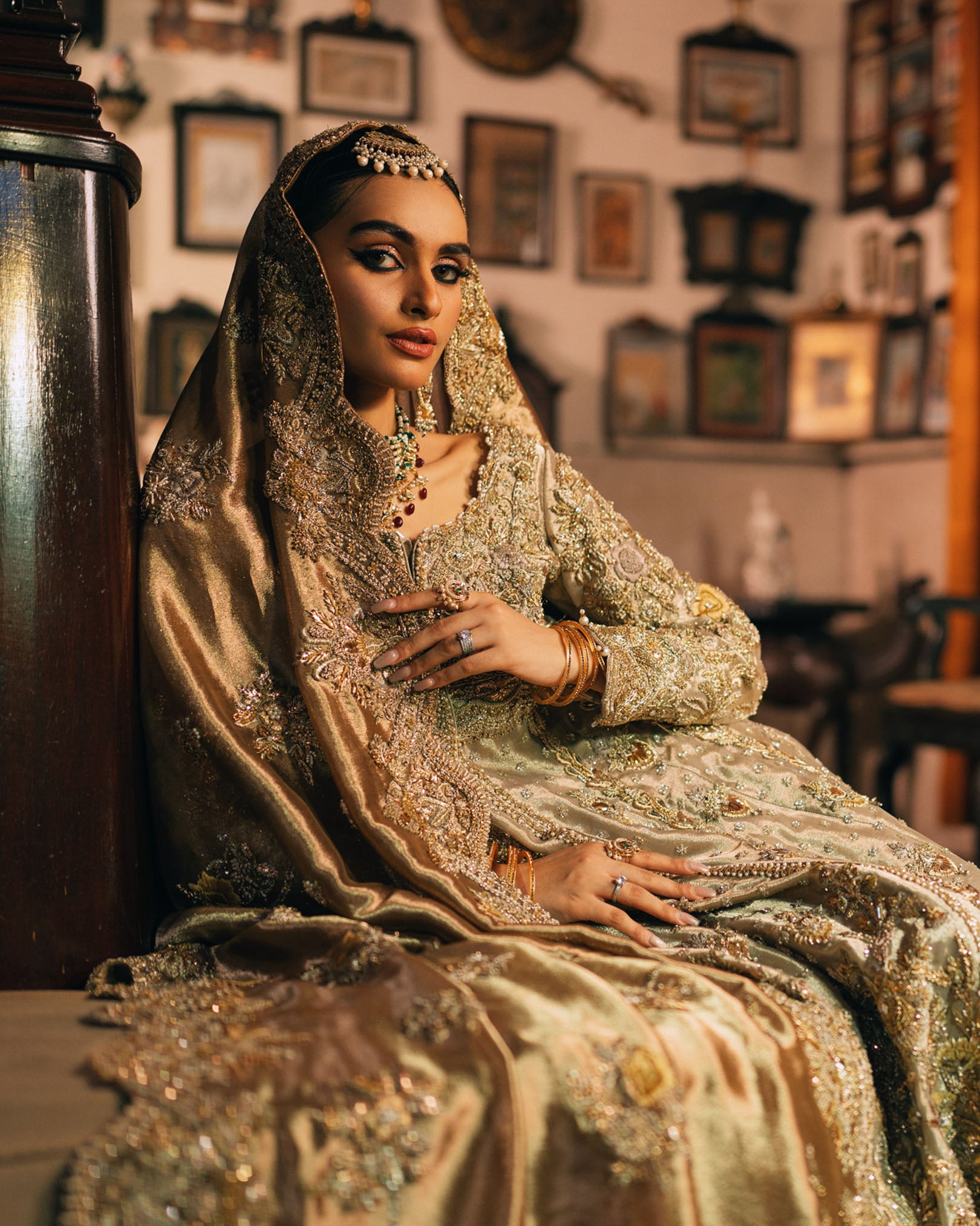 Gold Embroidered Silk Lehenga Set (3-Piece) - Image 3