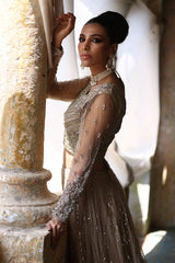 Fawn Gold Embellished Net Silk Lehenga (2-Piece) - Image 5