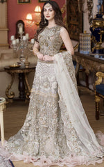 Pakistani Champagne Embellished Silk Bridal Lehenga (3-Piece) - Image 2