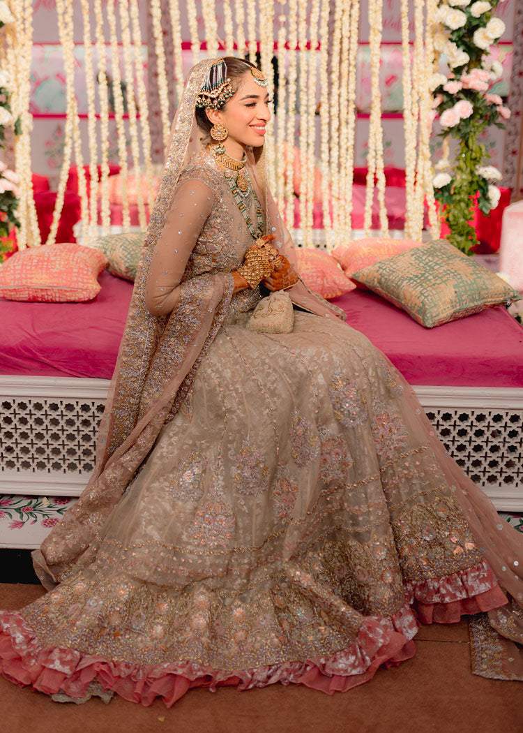 Pakistani Champagne Blush Embellished Silk Bridal Lehenga (3-Piece) - Image 1