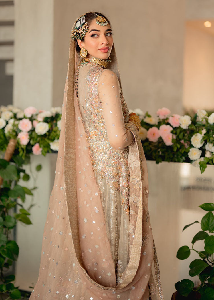 Pakistani Champagne Blush Embellished Silk Bridal Lehenga (3-Piece) - Image 10