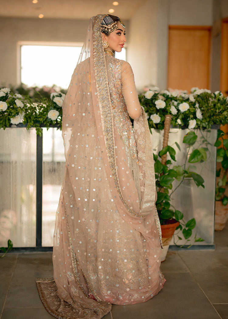 Pakistani Champagne Blush Embellished Silk Bridal Lehenga (3-Piece) - Image 11