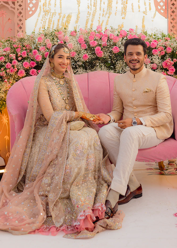 Pakistani Champagne Blush Embellished Silk Bridal Lehenga (3-Piece) - Image 7