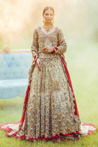 Beige Gold Zardozi Silk Bridal Lehenga (3-Piece) - Image 2