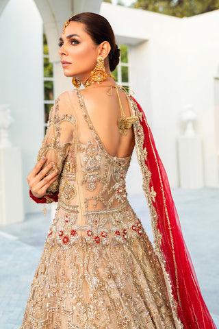 Beige Gold Zardozi Silk Bridal Lehenga (3-Piece) - Image 4
