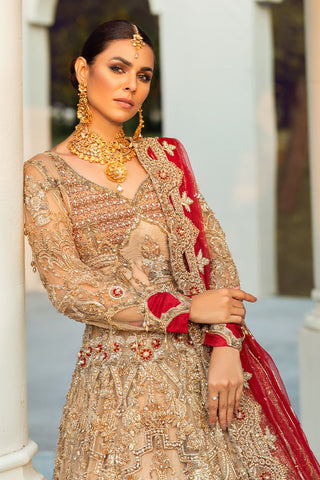 Beige Gold Zardozi Silk Bridal Lehenga (3-Piece) - Image 5