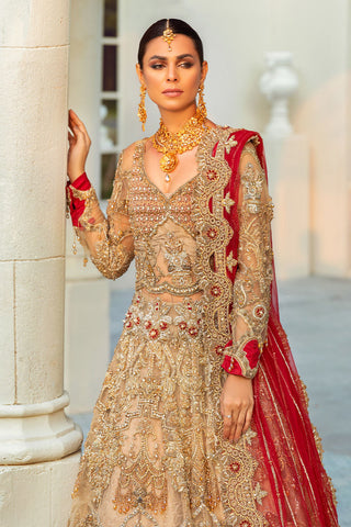 Beige Gold Zardozi Silk Bridal Lehenga (3-Piece) - Image 6