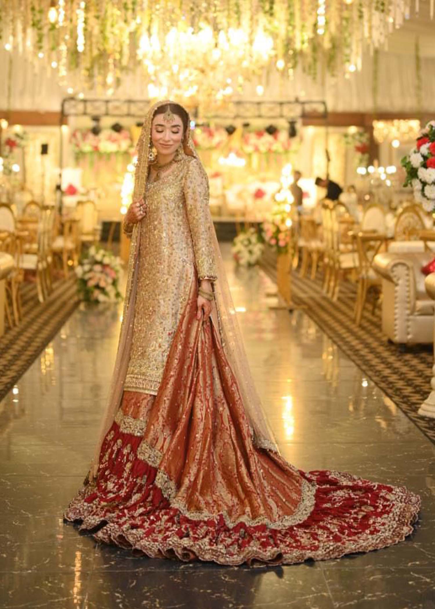 Champagne Gold Embellished Silk Bridal Lehenga (3-Piece) - Image 1