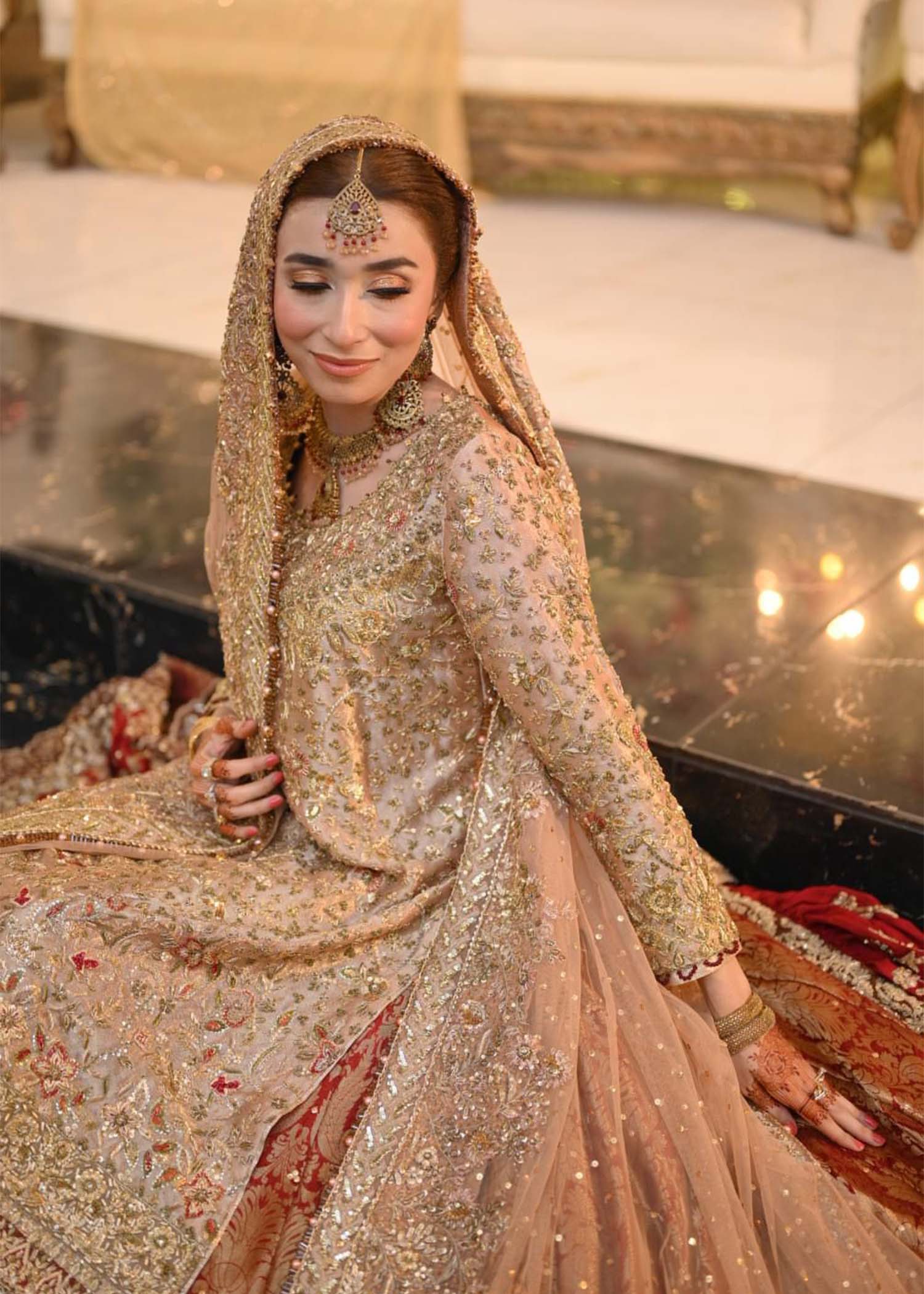 Champagne Gold Embellished Silk Bridal Lehenga (3-Piece) - Image 2