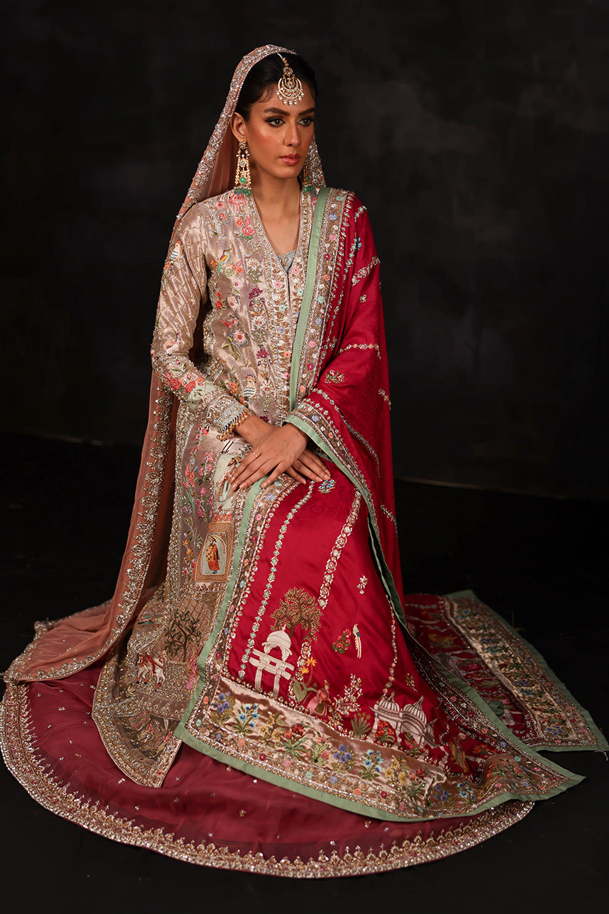 Rose Gold Zardozi Silk Lehnga Set (4-Piece) - Image 1