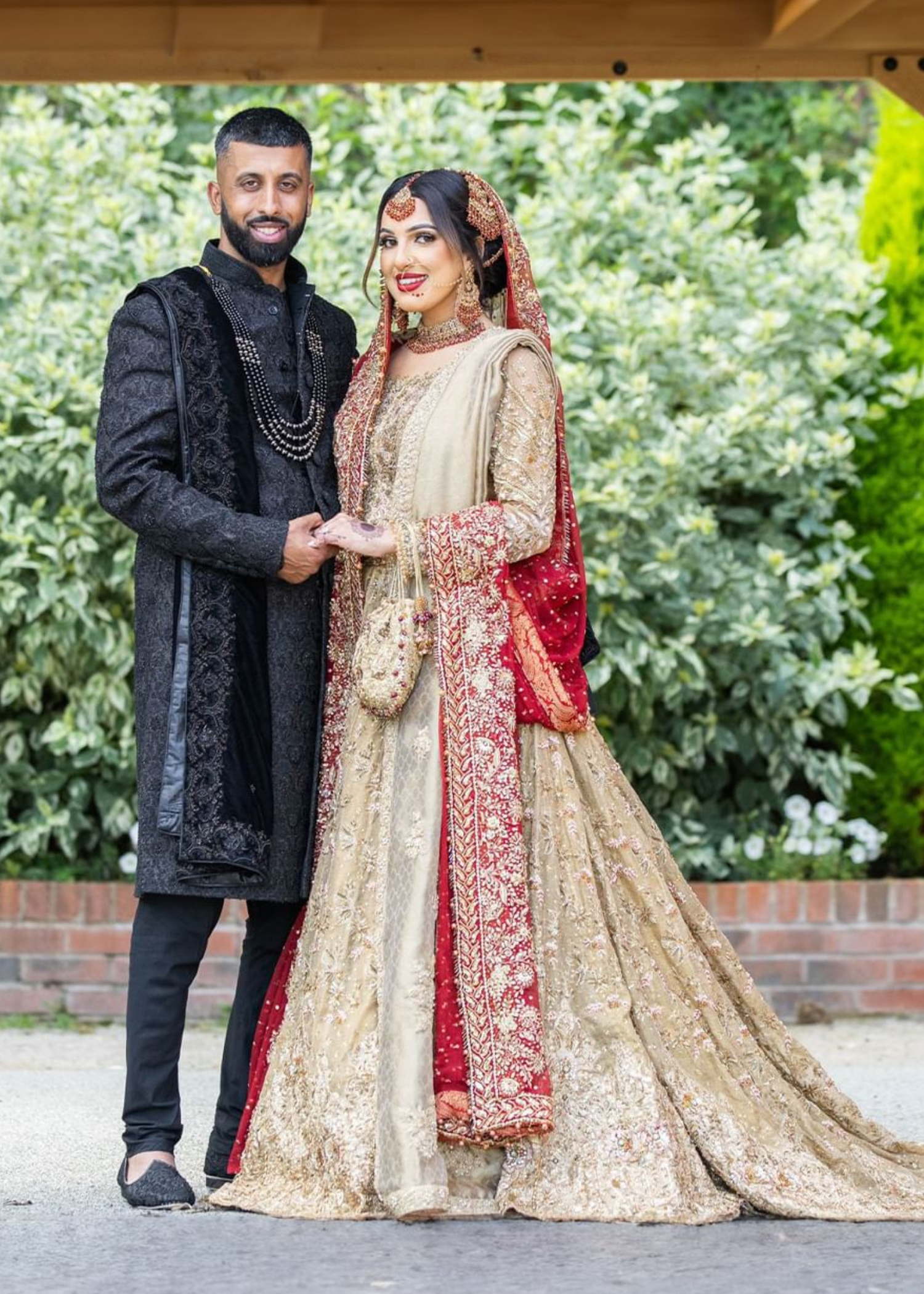 Gold and Deep Red Zardozi Silk Bridal Lehenga (3-Piece) - Image 3