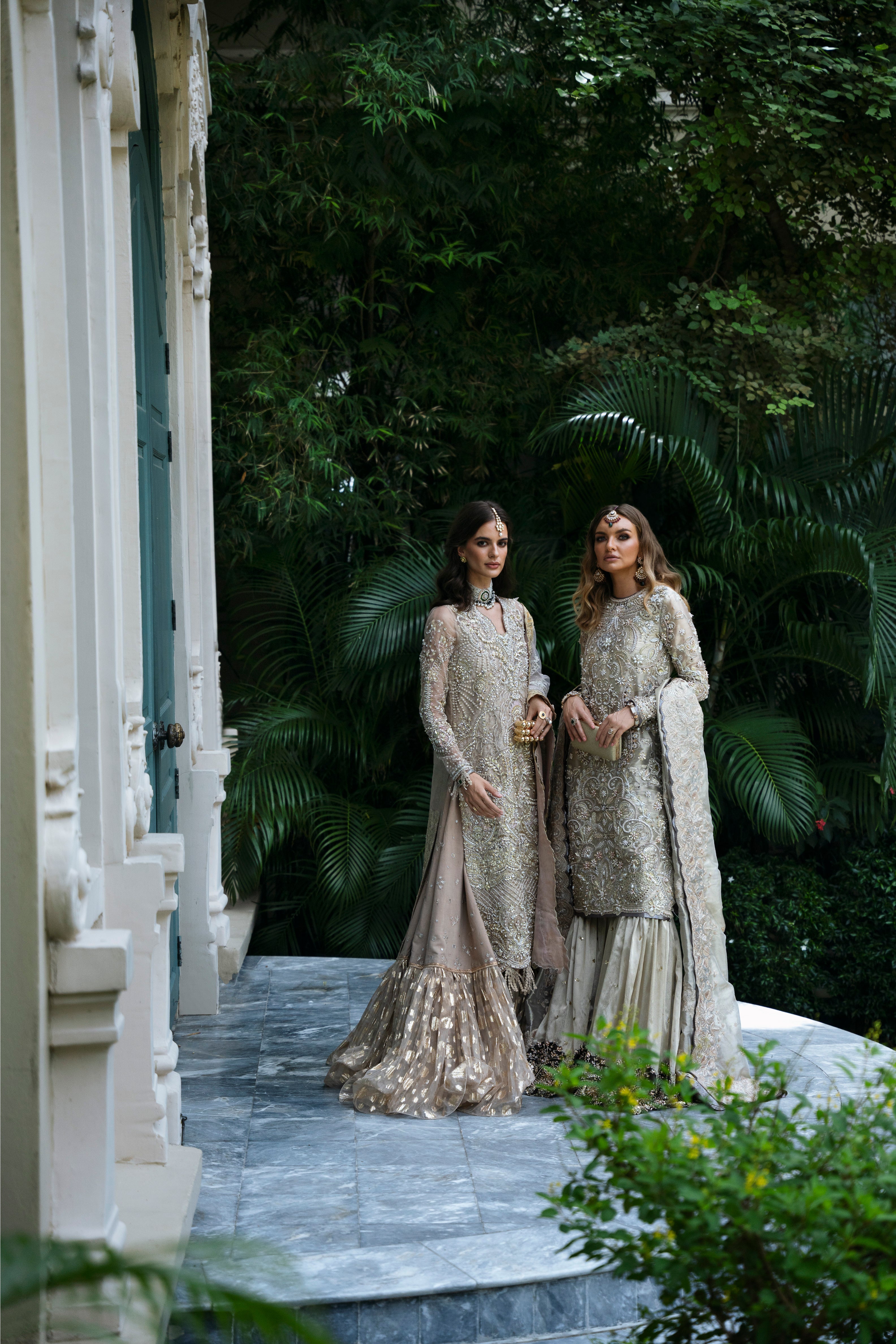 Champagne Gold Beaded Tissue & Net Lehenga (3-Piece) - Image 10