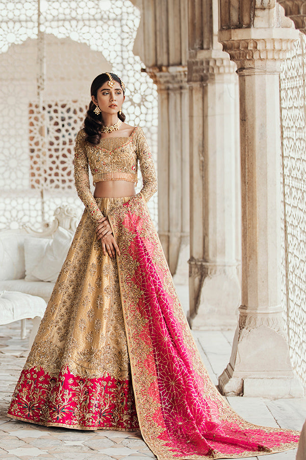 Gold Hand Embellished Tissue Lehenga (3-Piece) - Image 4