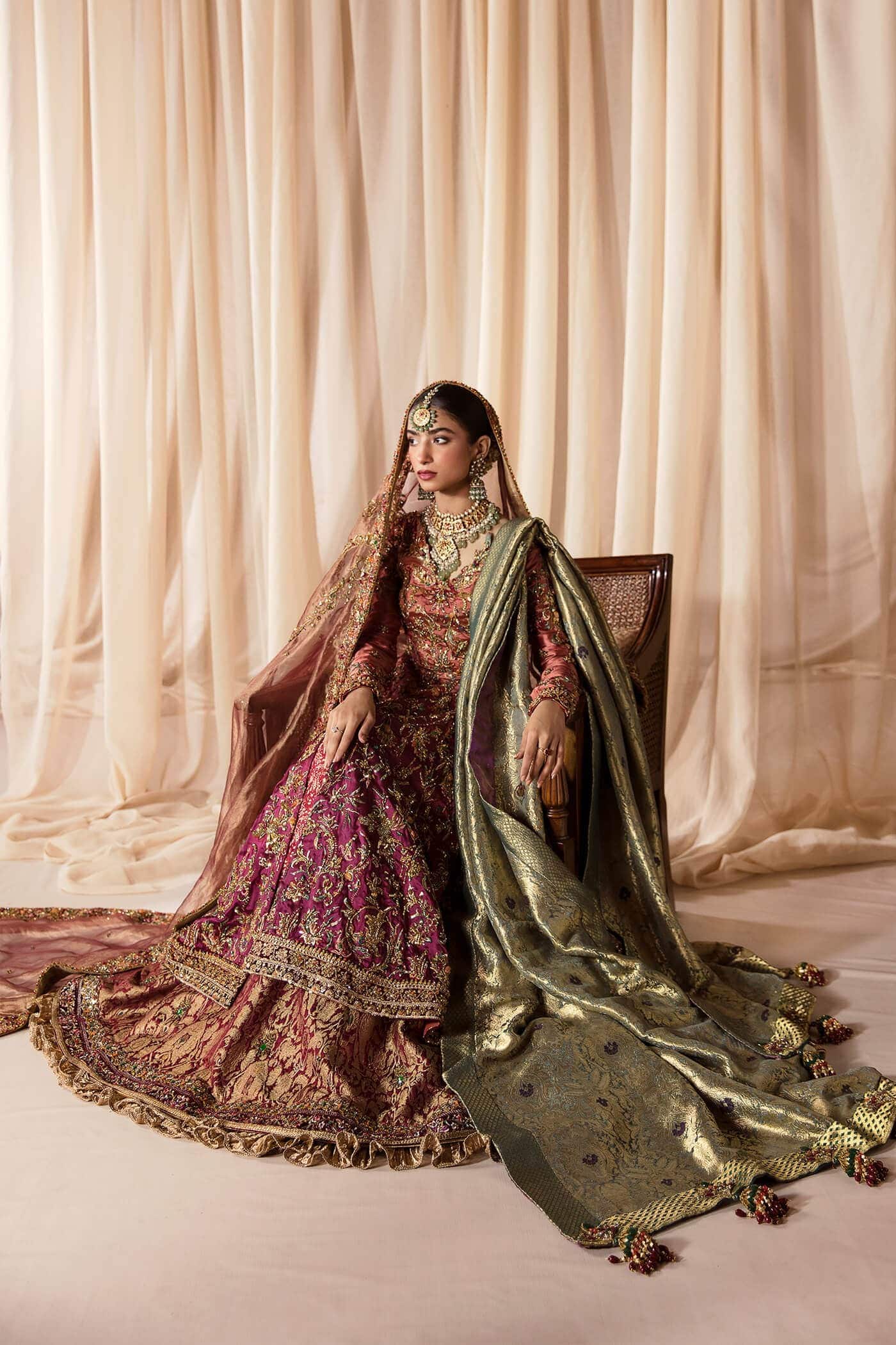 Rose Gold Embellished Tissue Silk Bridal Gown (3-Piece) - Image 5