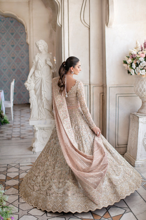 Gold Embellished Tissue Bridal Lehenga (3-Piece) - Image 6