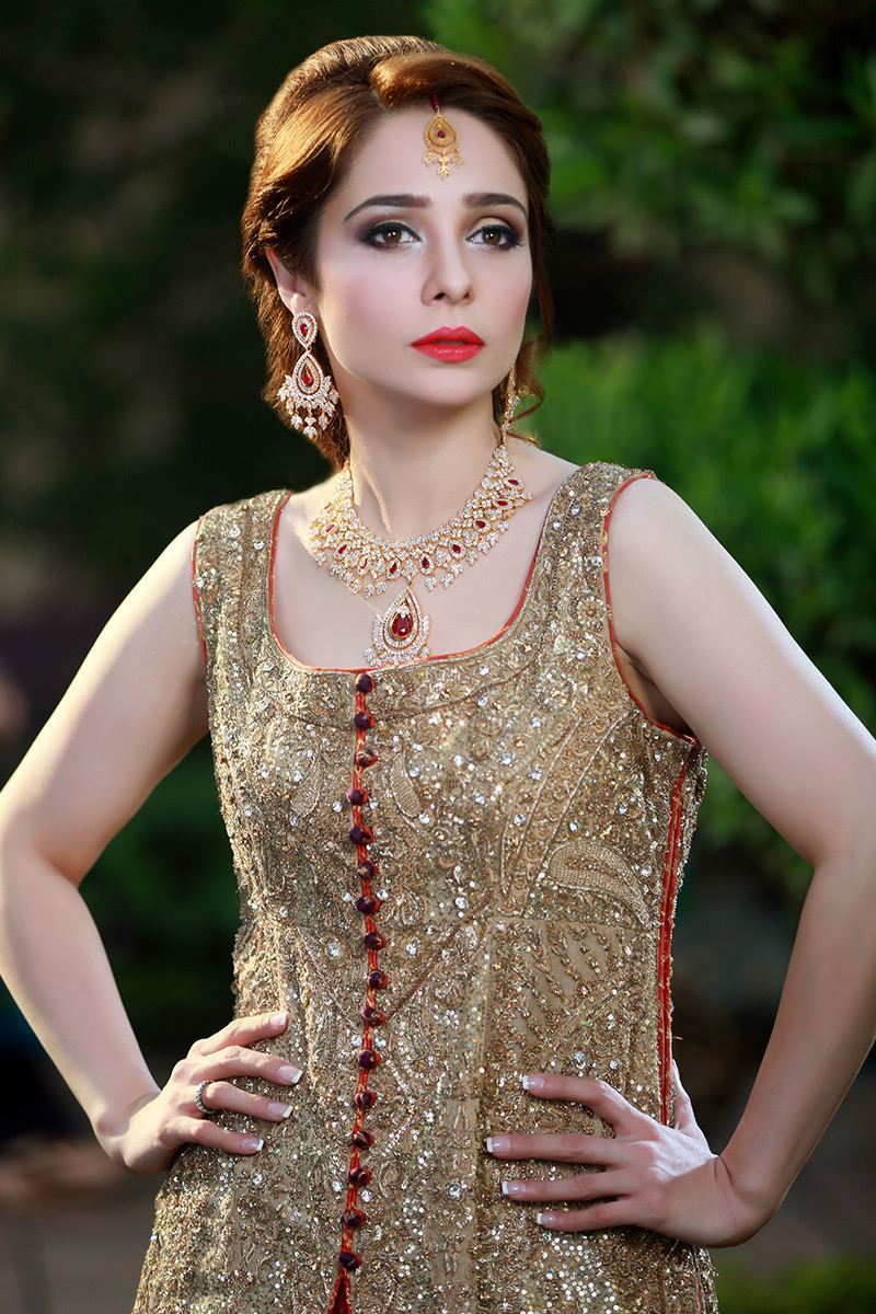 Gold Zardozi Tissue Bridal Lehenga (3-Piece) - Image 1