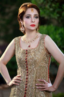 Gold Zardozi Tissue Bridal Lehenga (3-Piece) - Image 2