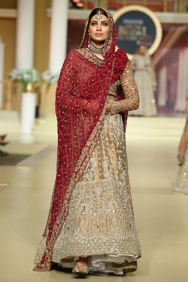 Gold Embroidered Tissue Lehenga Dress (3-Piece) - Image 1