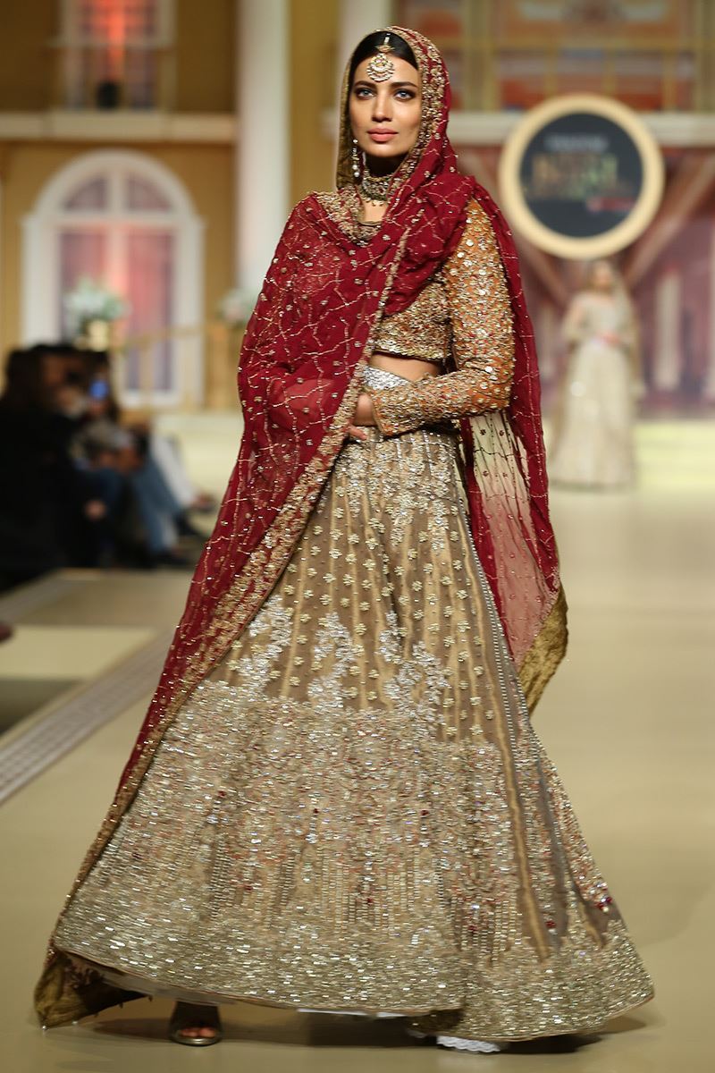 Gold Embroidered Tissue Lehenga Dress (3-Piece) - Image 2