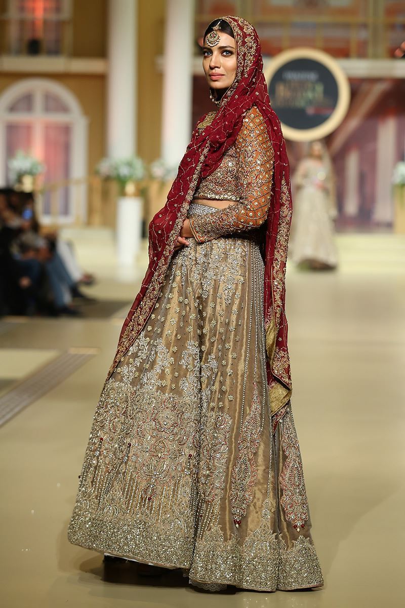Gold Embroidered Tissue Lehenga Dress (3-Piece) - Image 3