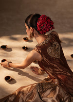 Metallic Gold & Copper Zardozi Tissue Lehnga Choli (3-Piece) - Image 10
