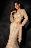 Water Gold Cutdana Sequin Tulle Fish-Cut Lehenga (3-Piece) - Image 3