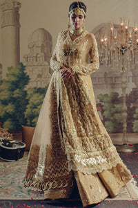 Pakistani Gold Embellished Tulle Bridal Lehenga (3-Piece) - Image 1