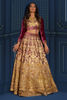 Antique Gold Zardozi Velvet & Silk Lehenga Choli (3-Piece) - Image 2