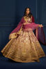 Antique Gold Zardozi Velvet & Silk Lehenga Choli (3-Piece) - Image 3
