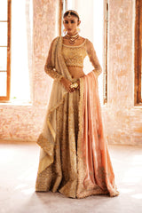 Pakistani Peach Hand-Embellished Velvet Shawl (1-Pc) - Image 2