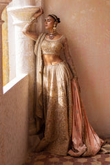 Pakistani Peach Hand-Embellished Velvet Shawl (1-Pc) - Image 4