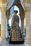 Gold Zardozi Velvet Coat Lehenga (3-Piece) - Image 3