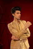 Golden Embroidered Silk Kurta Pajama (2-Piece) - Image 4