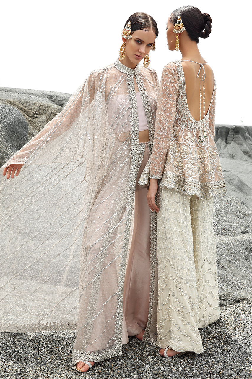 Butterscotch Hand-Embellished Net Peplum Dress (2-Piece) - Image 5