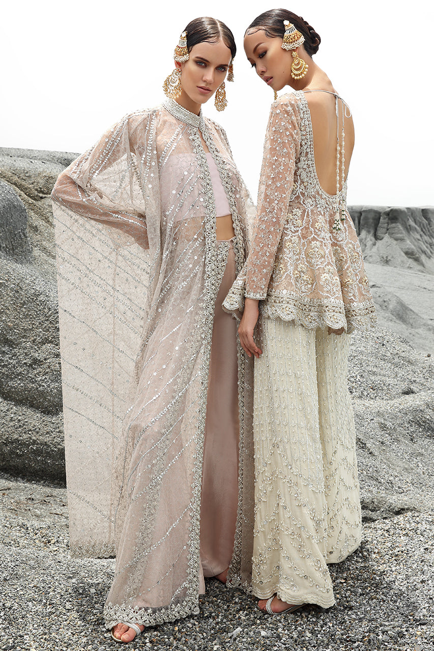 Butterscotch Hand-Embellished Net Peplum Dress (2-Piece) - Image 6