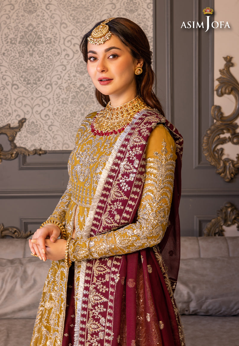 Butterscotch & Plum Embroidered Chiffon Pishwas (3-Piece) - Image 10