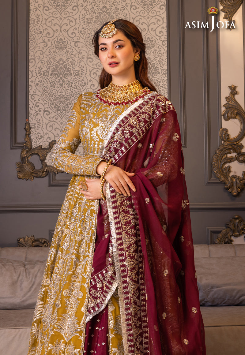 Butterscotch & Plum Embroidered Chiffon Pishwas (3-Piece) - Image 11
