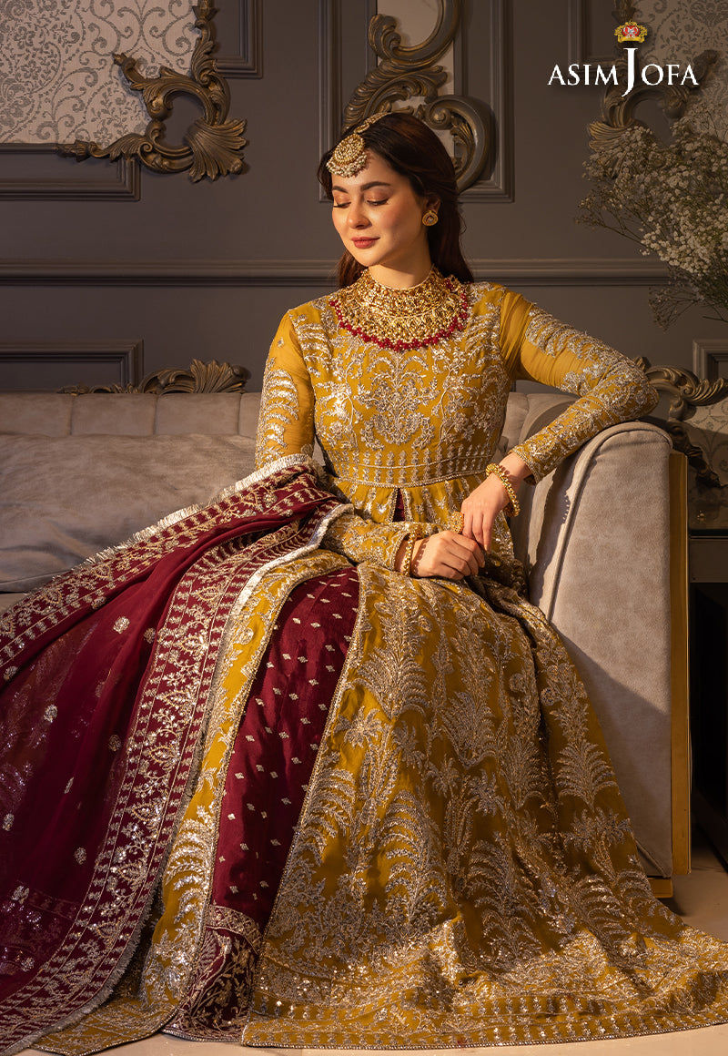 Butterscotch & Plum Embroidered Chiffon Pishwas (3-Piece) - Image 2