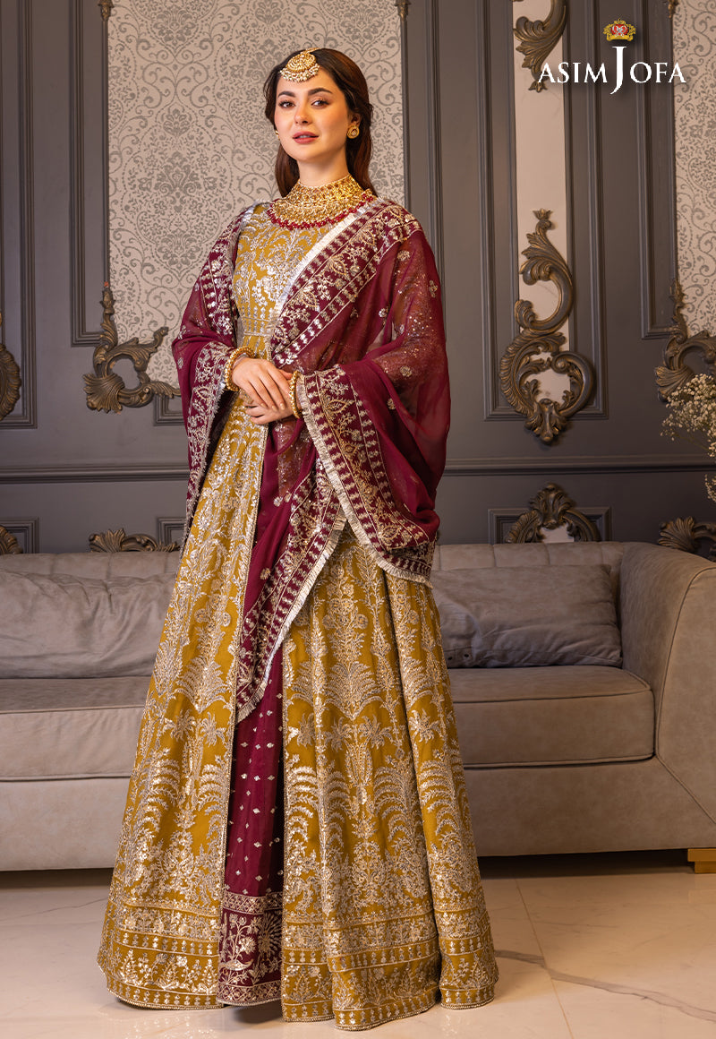 Butterscotch & Plum Embroidered Chiffon Pishwas (3-Piece) - Image 7