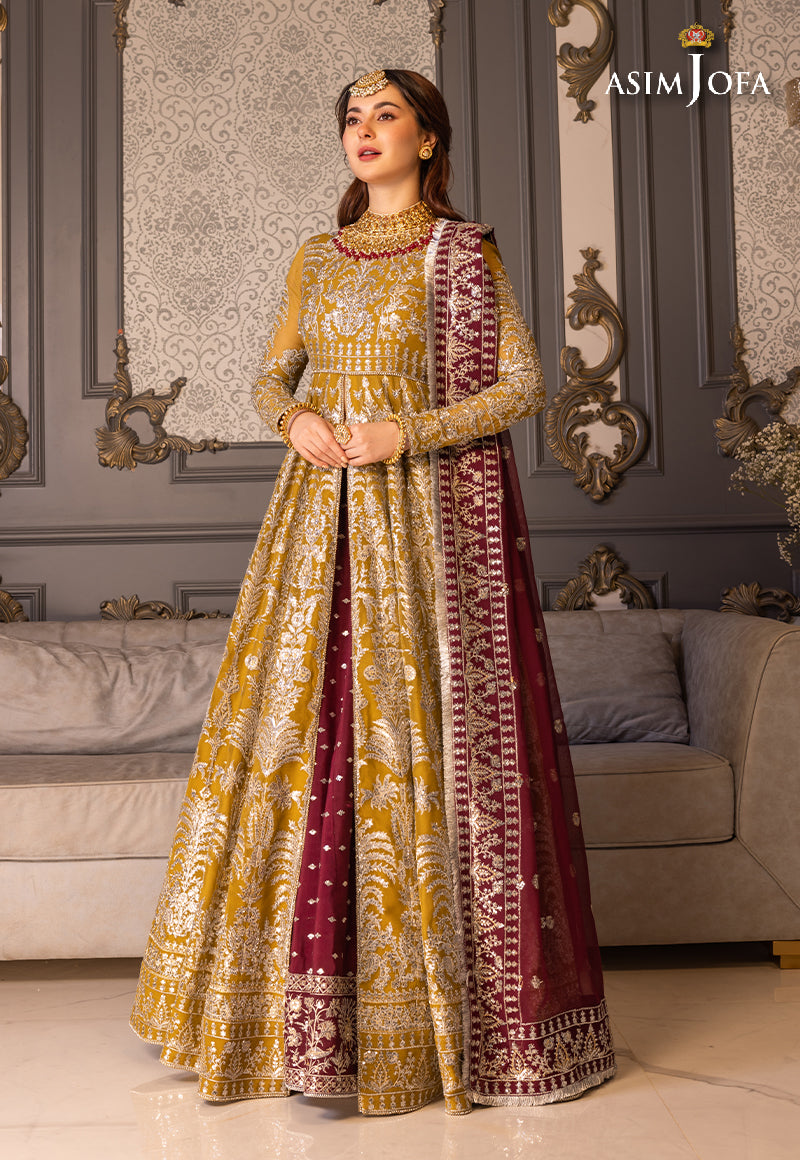 Butterscotch & Plum Embroidered Chiffon Pishwas (3-Piece) - Image 8