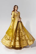 Pakistani Gold Zardozi Jacquard Pishwas Dress (3-Piece) - Image 1
