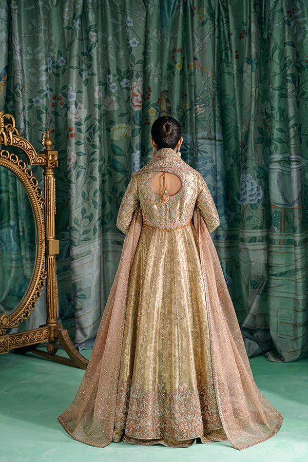 Gold Hand-Embellished Silk Blend Pishwas (3-Piece) - Image 6