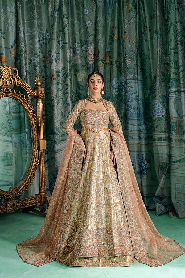 Indian Gold Hand-Embellished Silk-Blend Pishwas Dress (3-Piece) - Image 4