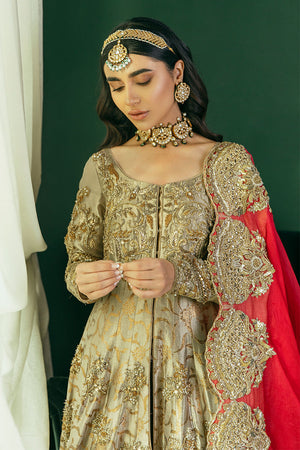 Gold Dabka Maroori Kamkhab Pishwas Dress (2-Piece) - Image 16